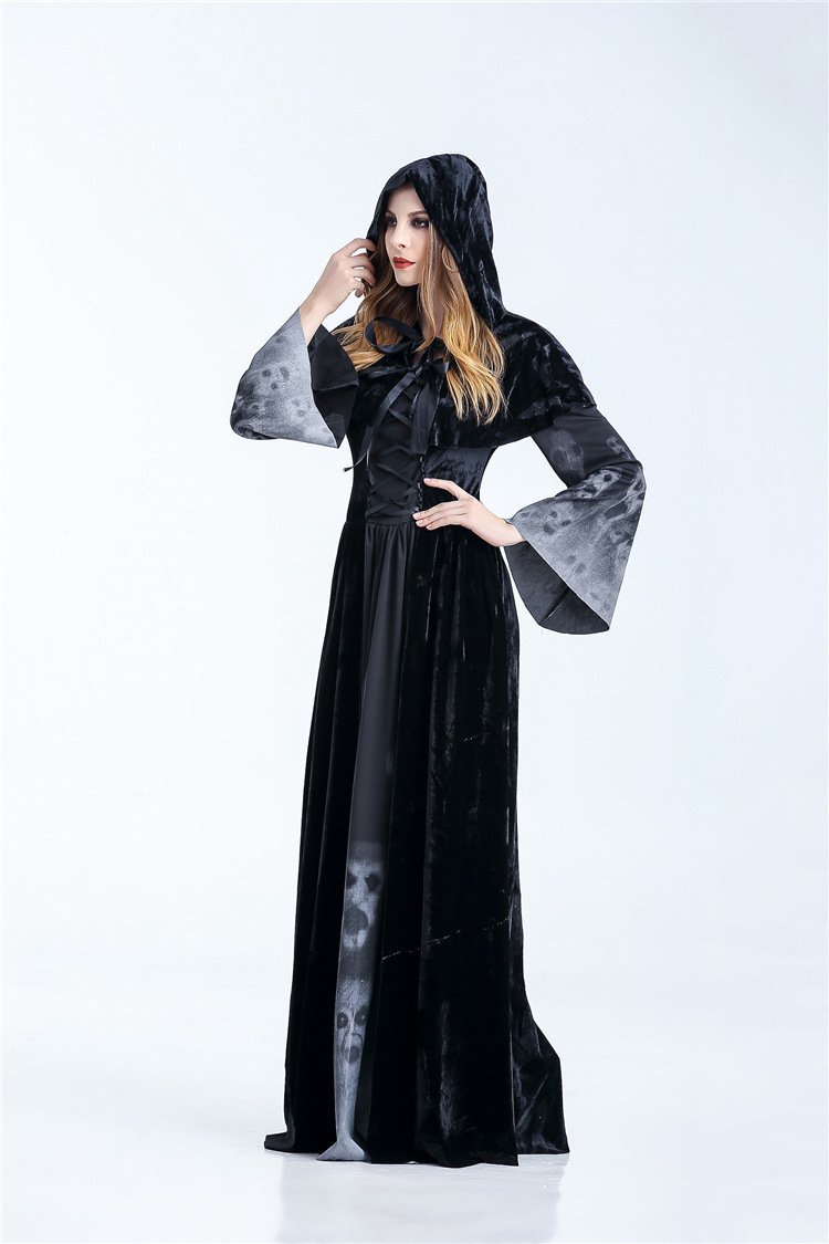 Black Witch Cosplay Halloween Maxi Dress