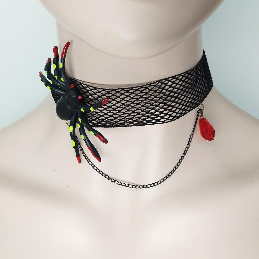 Halloween Black Spider Lace Necklace