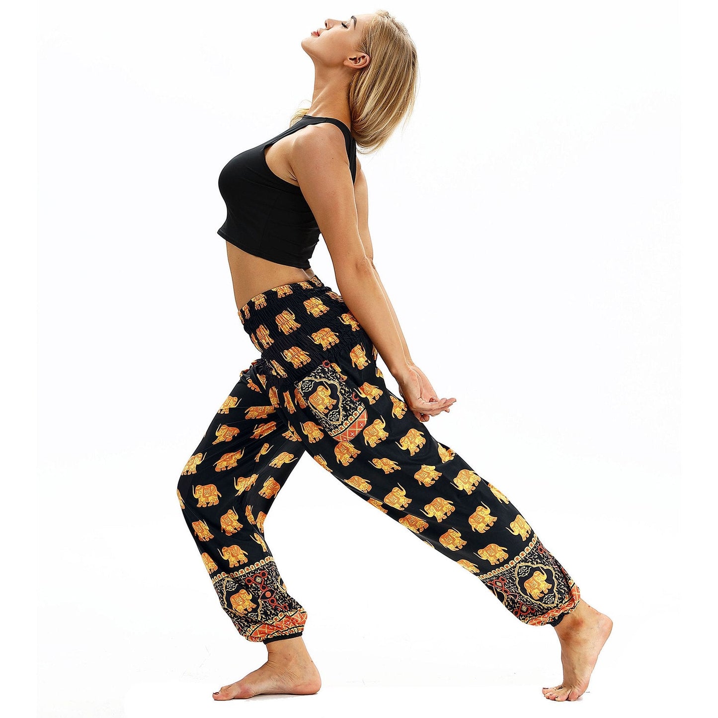 Thailand Nepal travel high waist yoga pants high waist slim wide leg pants