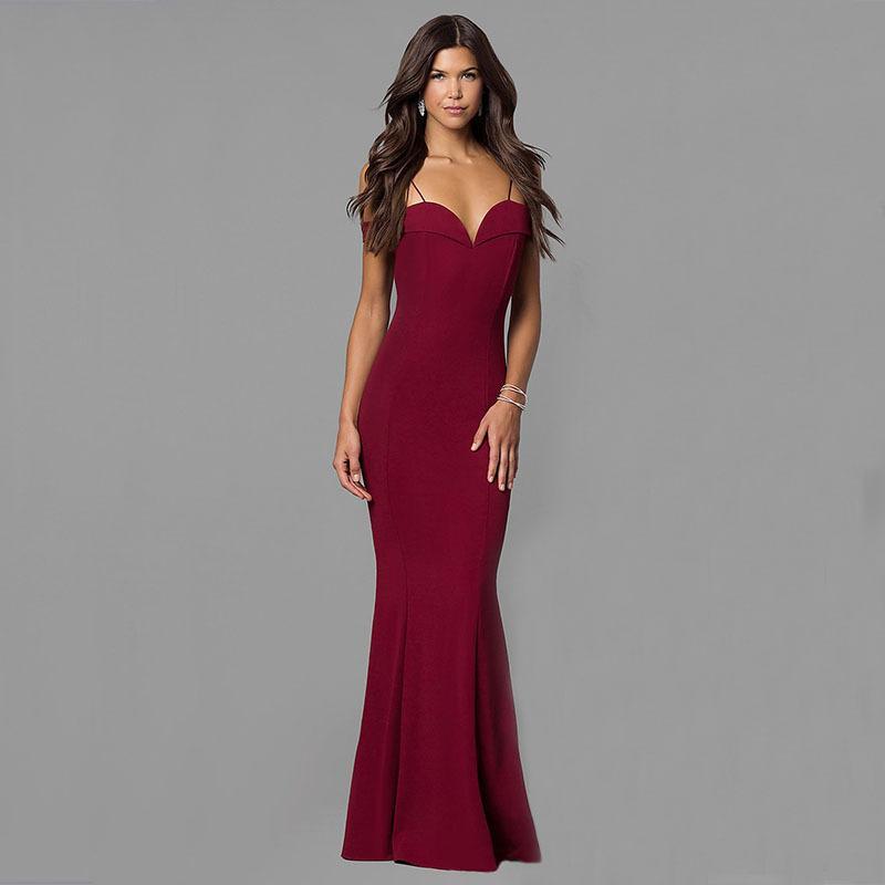 Off Shoulder Solid Color Bodycon Evening Party Maxi Dress