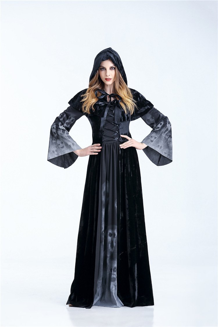 Black Witch Cosplay Halloween Maxi Dress