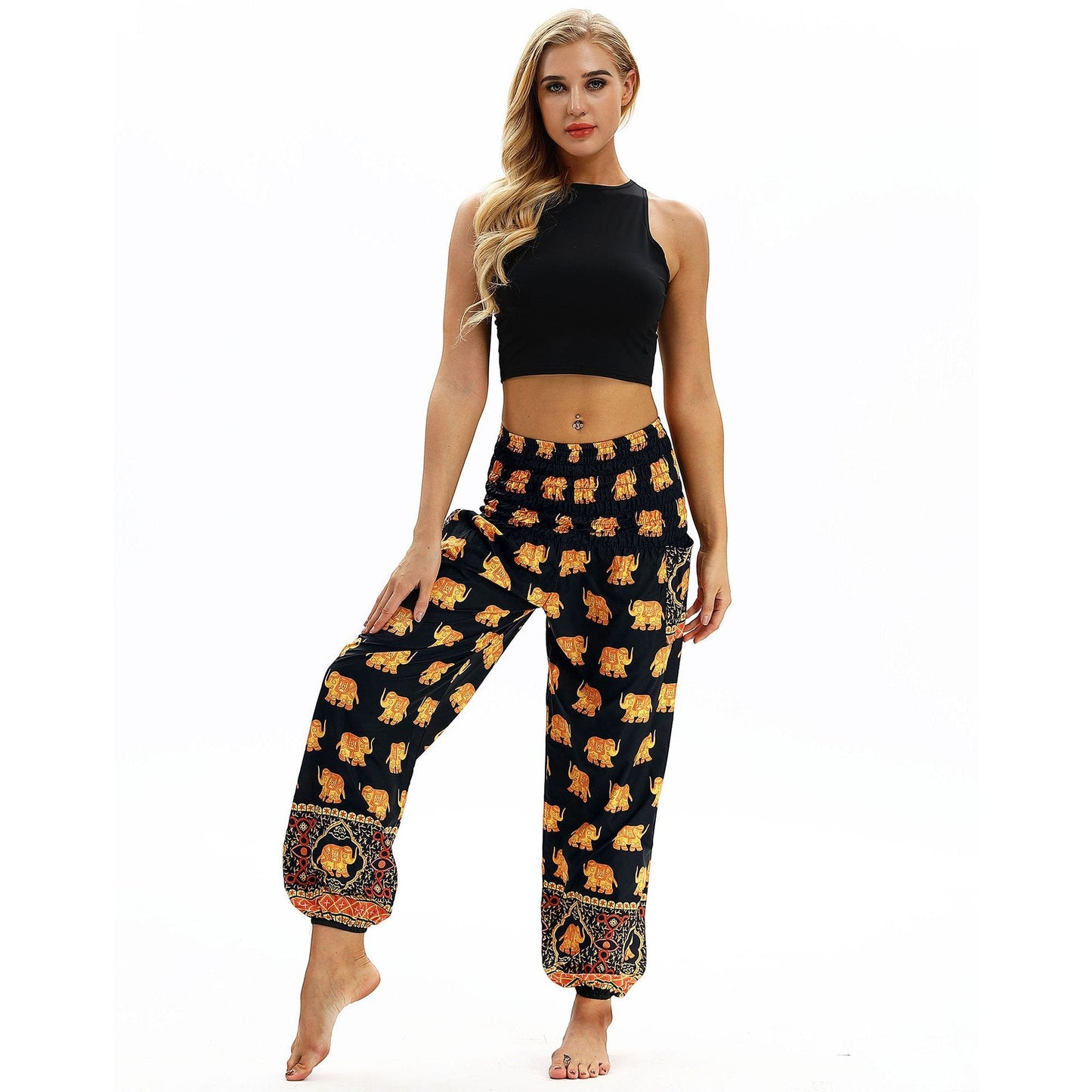 Thailand Nepal travel high waist yoga pants high waist slim wide leg pants