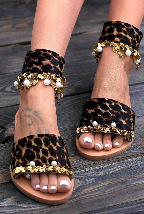 Casual Leopard Open Toe Flat Sandals