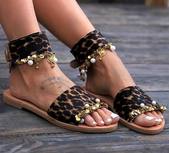 Casual Leopard Open Toe Flat Sandals