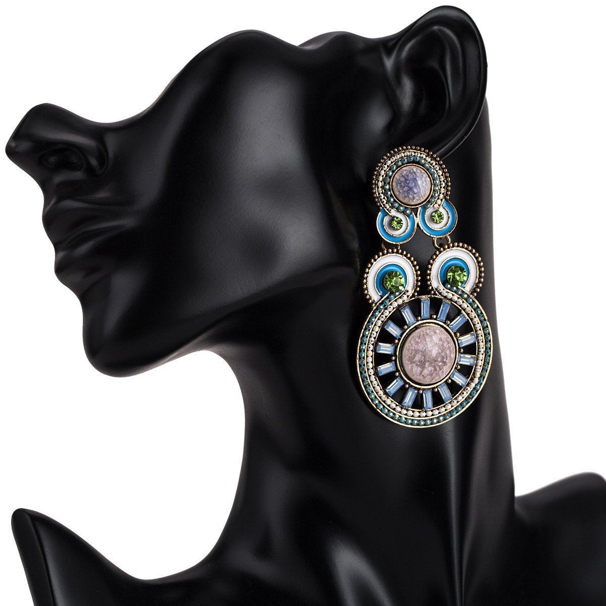 Exaggerated Diamonds Ripples Ethnic Style Bohemian Style Earrings