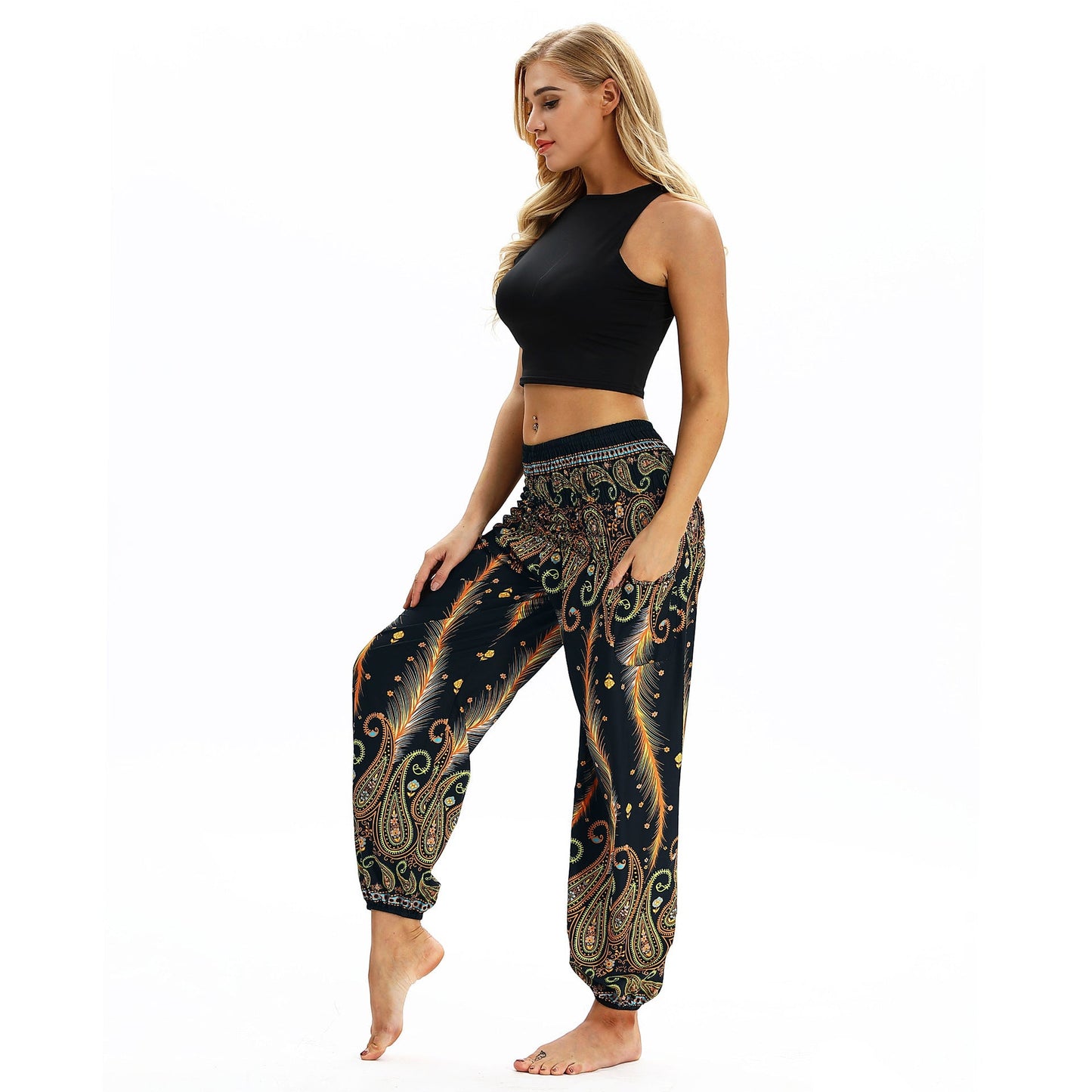 Casual 4 Colors Elastic Waist Wide Leg Pants