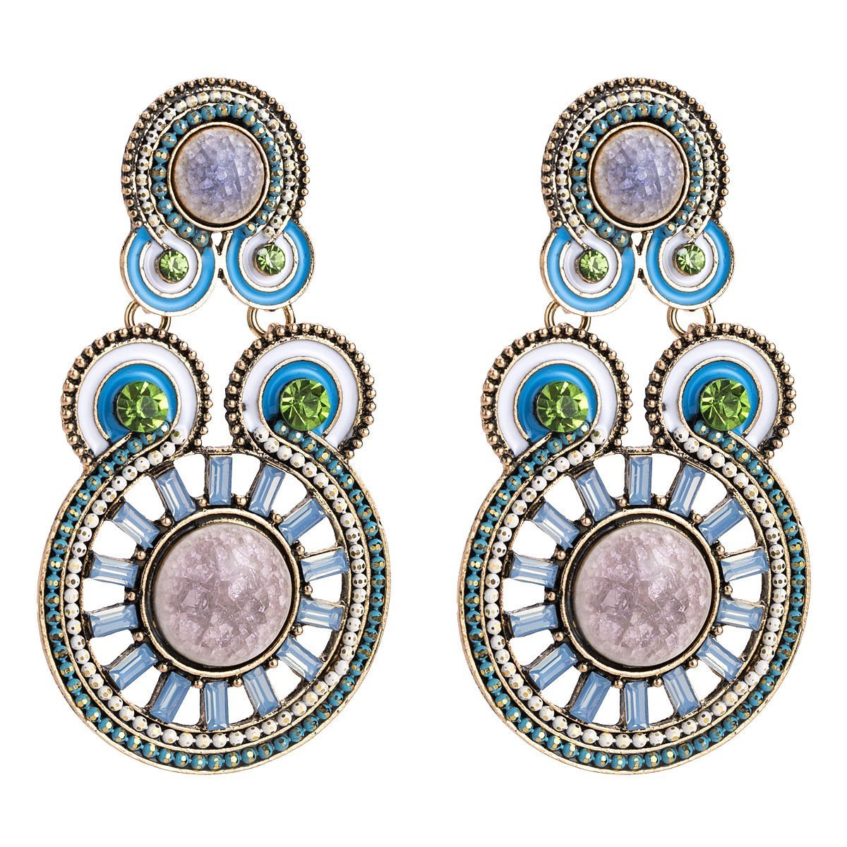 Exaggerated Diamonds Ripples Ethnic Style Bohemian Style Earrings