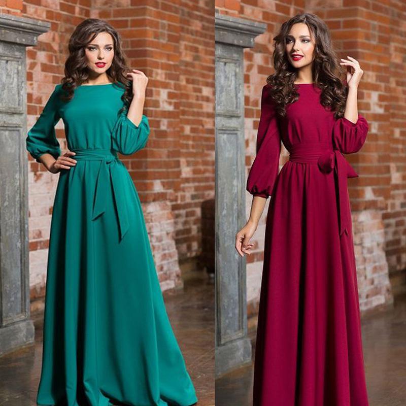 Summer Big Swing Long Sleeve Elegant Dress