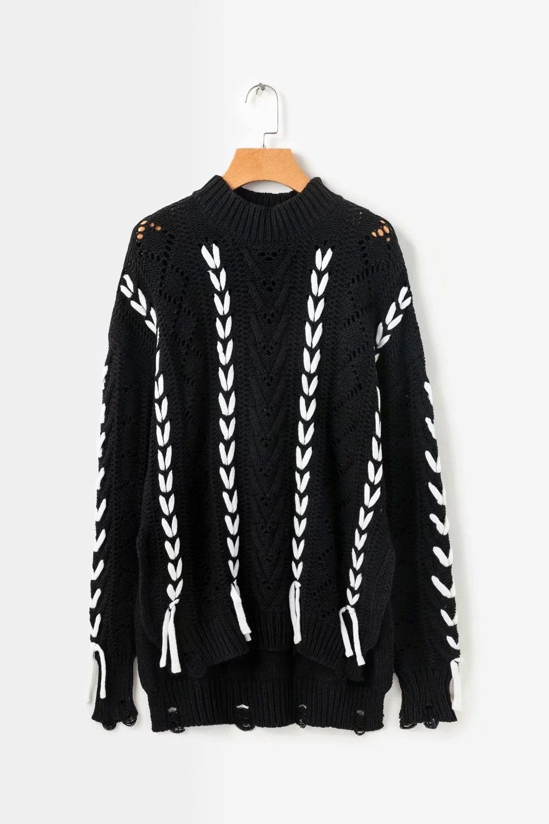 Winter Strap Loose Knit Hollow Sweater