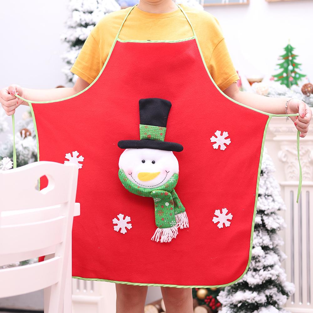 Holiday Santa Snowman Kitchen Cooking Red Christmas Apron