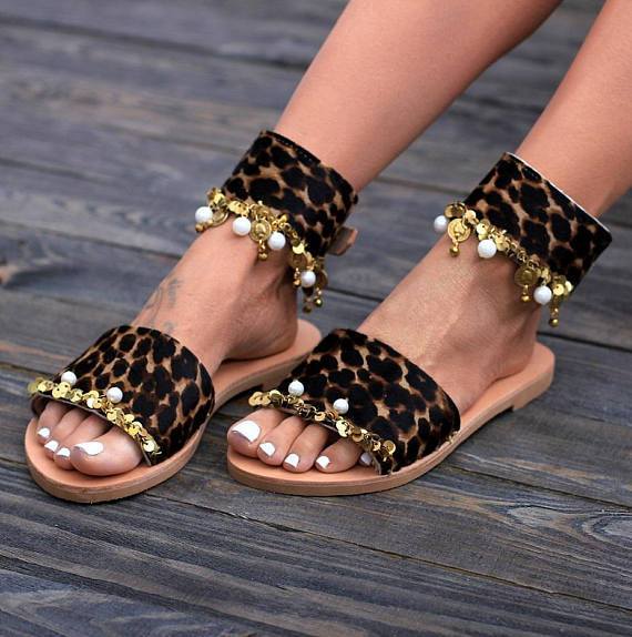 Casual Leopard Open Toe Flat Sandals