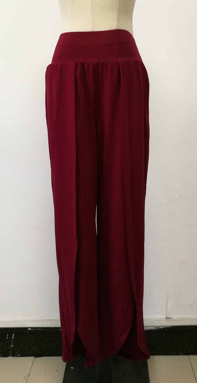 Solid Color Wide Leg Split Bottom Casual Pants