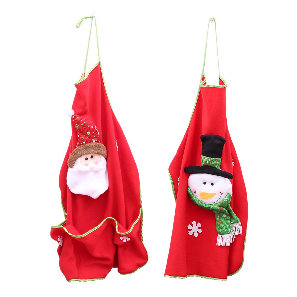 Holiday Santa Snowman Kitchen Cooking Red Christmas Apron