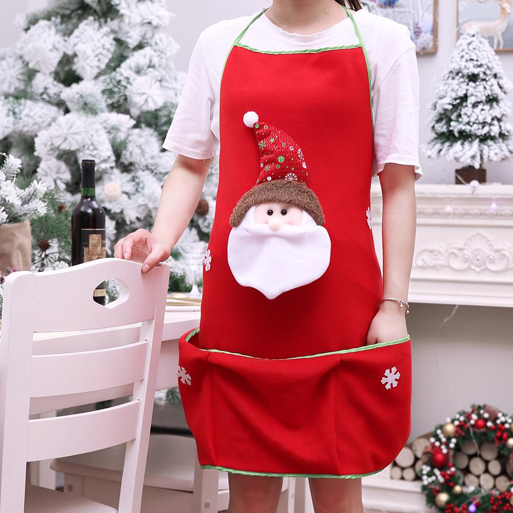 Holiday Santa Snowman Kitchen Cooking Red Christmas Apron