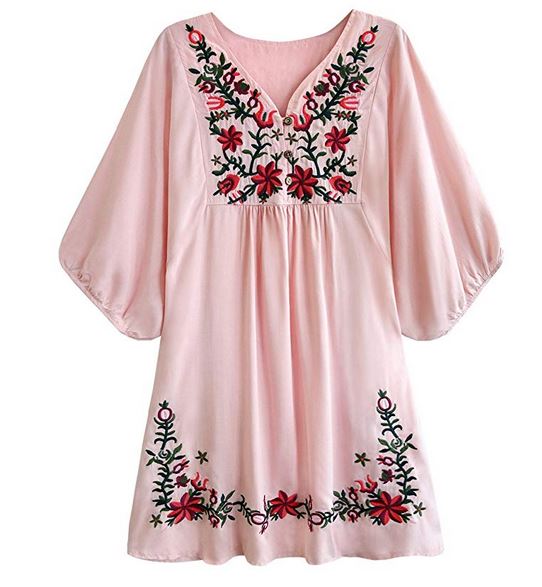 Bohemian Embroidery Floral Mini Dress