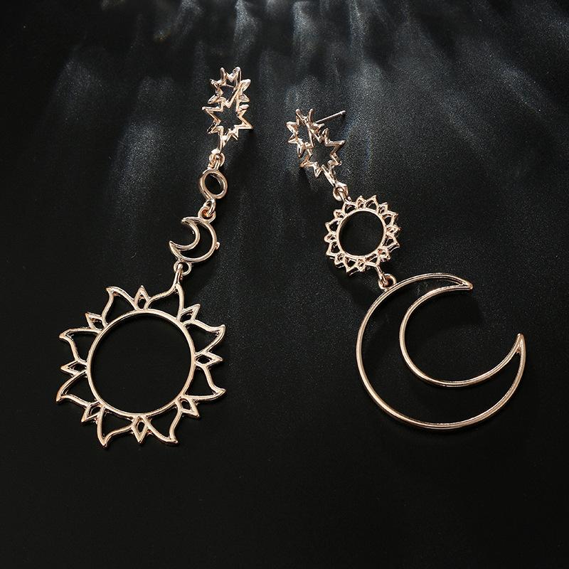 Fashion Retro Hollow Star Moon Sun Alloy Earrings