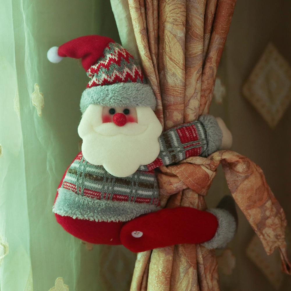 Santa Claus Elk Snowman Doll Curtain Buckle Christmas Decoration