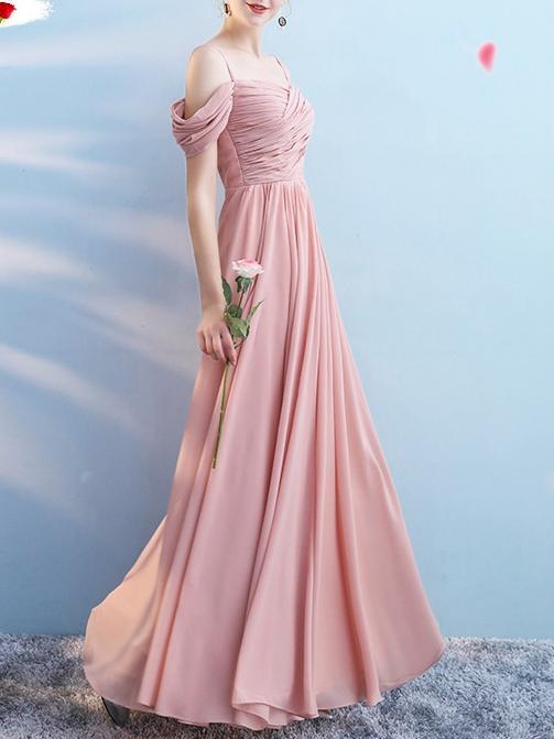 Pink Lace Bridesmaid Dress Graduation Party Evening Dress  Maxi Dress