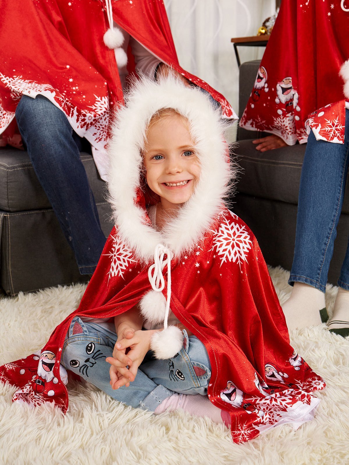 Little Red Riding Christmas Costume Parent-Child Wear Hood Shawl