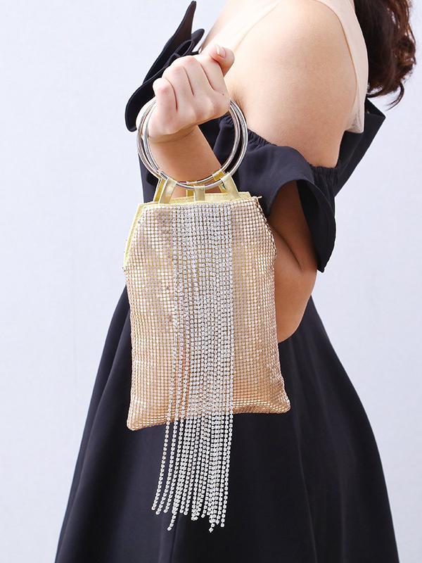 Portable Aluminum Sheets Tassels Evening Bags Banquets Sequins Clutches