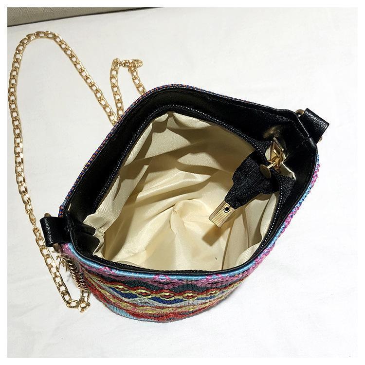 Bohemian National Style Weaving Tassel Bucket Bag Shoulder Bag Crossbody Bag