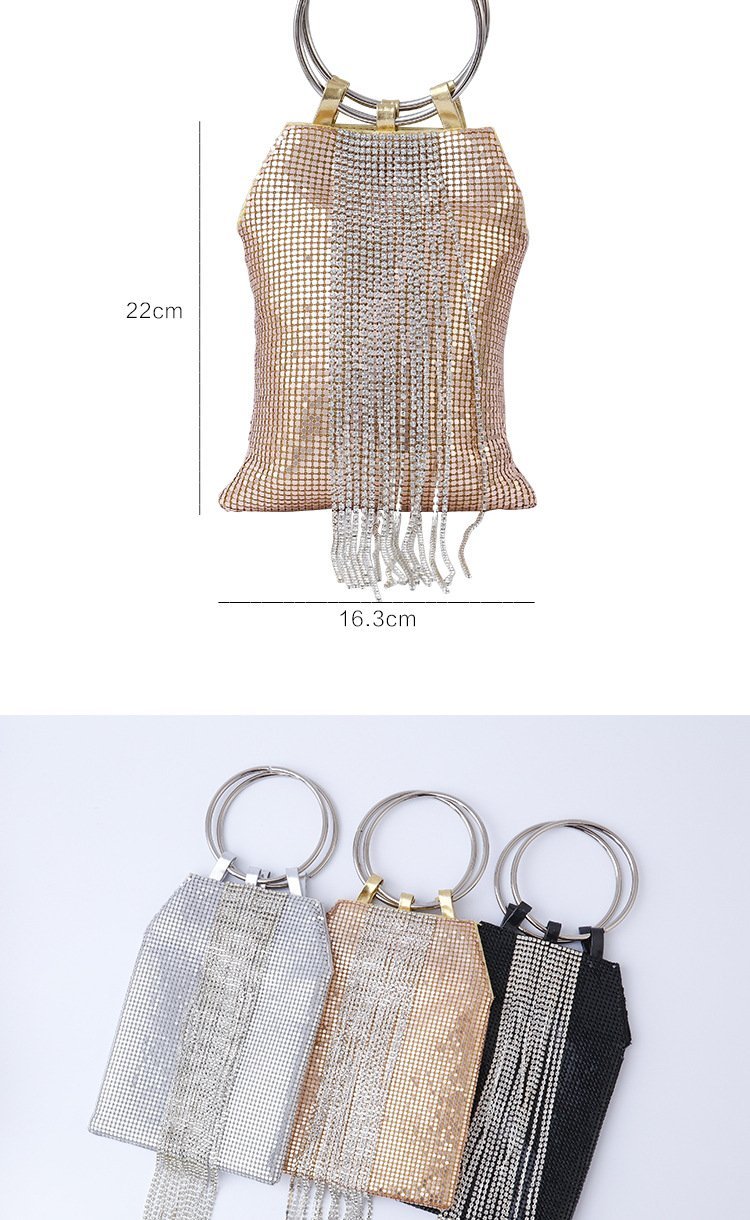 Portable Aluminum Sheets Tassels Evening Bags Banquets Sequins Clutches