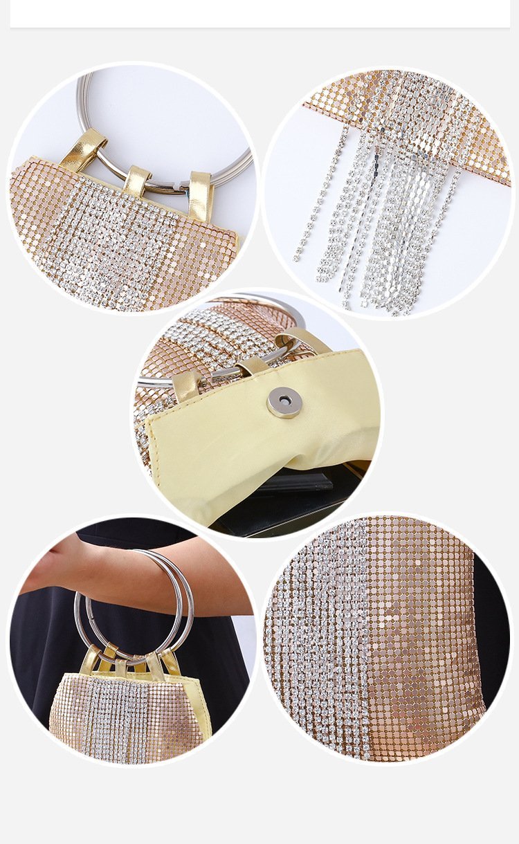 Portable Aluminum Sheets Tassels Evening Bags Banquets Sequins Clutches