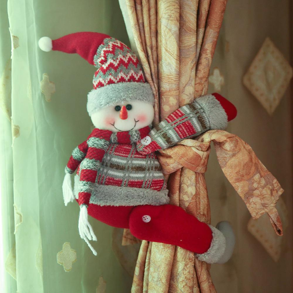 Santa Claus Elk Snowman Doll Curtain Buckle Christmas Decoration