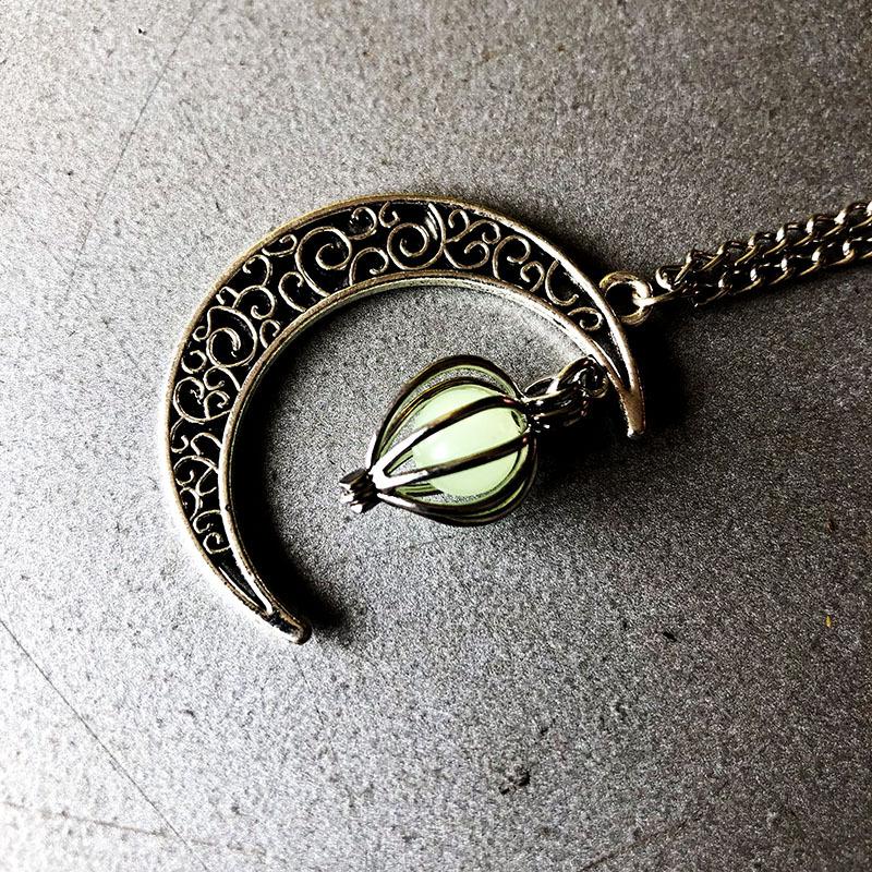 Halloween Hollow Moon Luminous Pendant Necklace