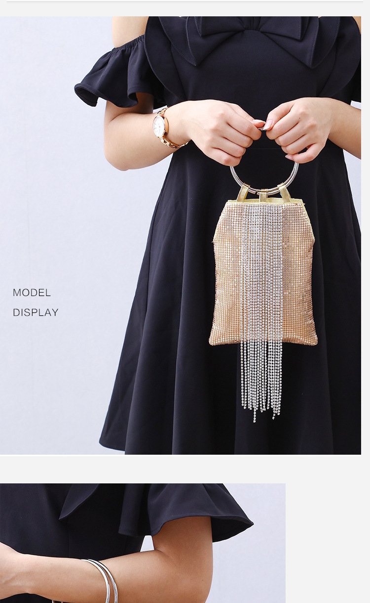 Portable Aluminum Sheets Tassels Evening Bags Banquets Sequins Clutches