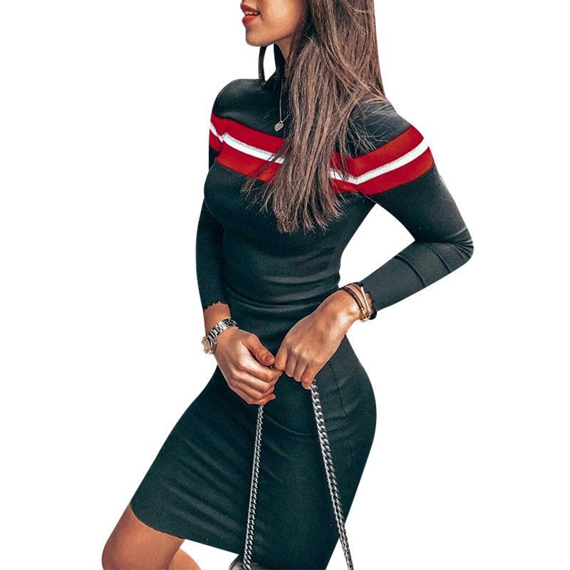 Knit Long Sleeve Bodycon Sweater Dress