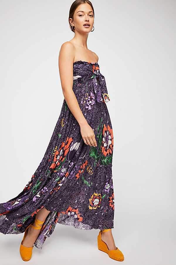 Sexy Bohemian V-Neck Print Slits Chiffon Beach Dress