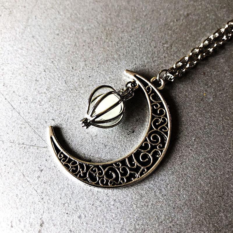 Halloween Hollow Moon Luminous Pendant Necklace