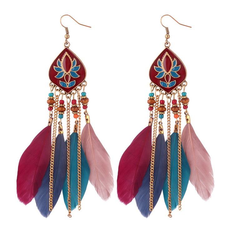 Feather Tassel Bohemian Retro Earrings