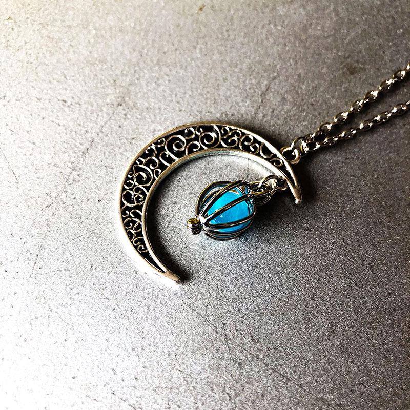 Halloween Hollow Moon Luminous Pendant Necklace