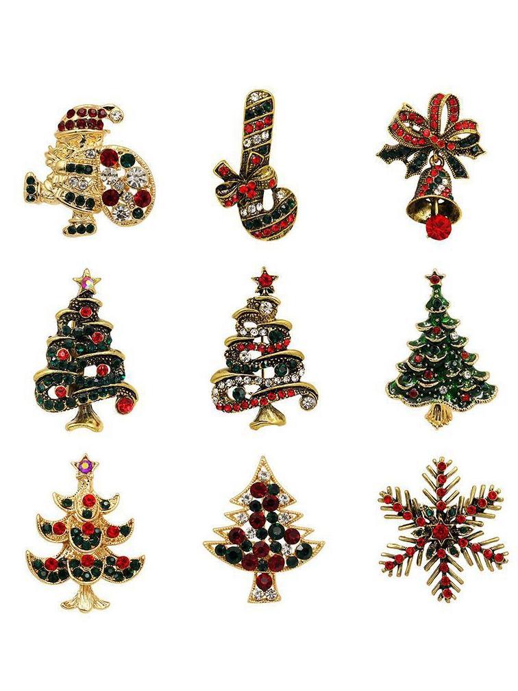 Alloy Creative Christmas Tree Santa Claus Pin Boutonniere