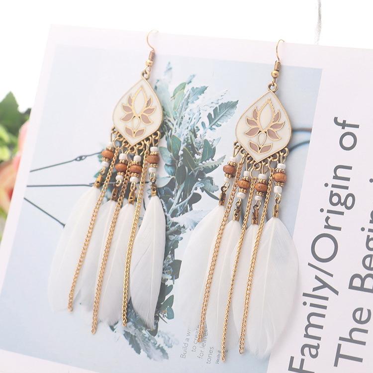 Feather Tassel Bohemian Retro Earrings