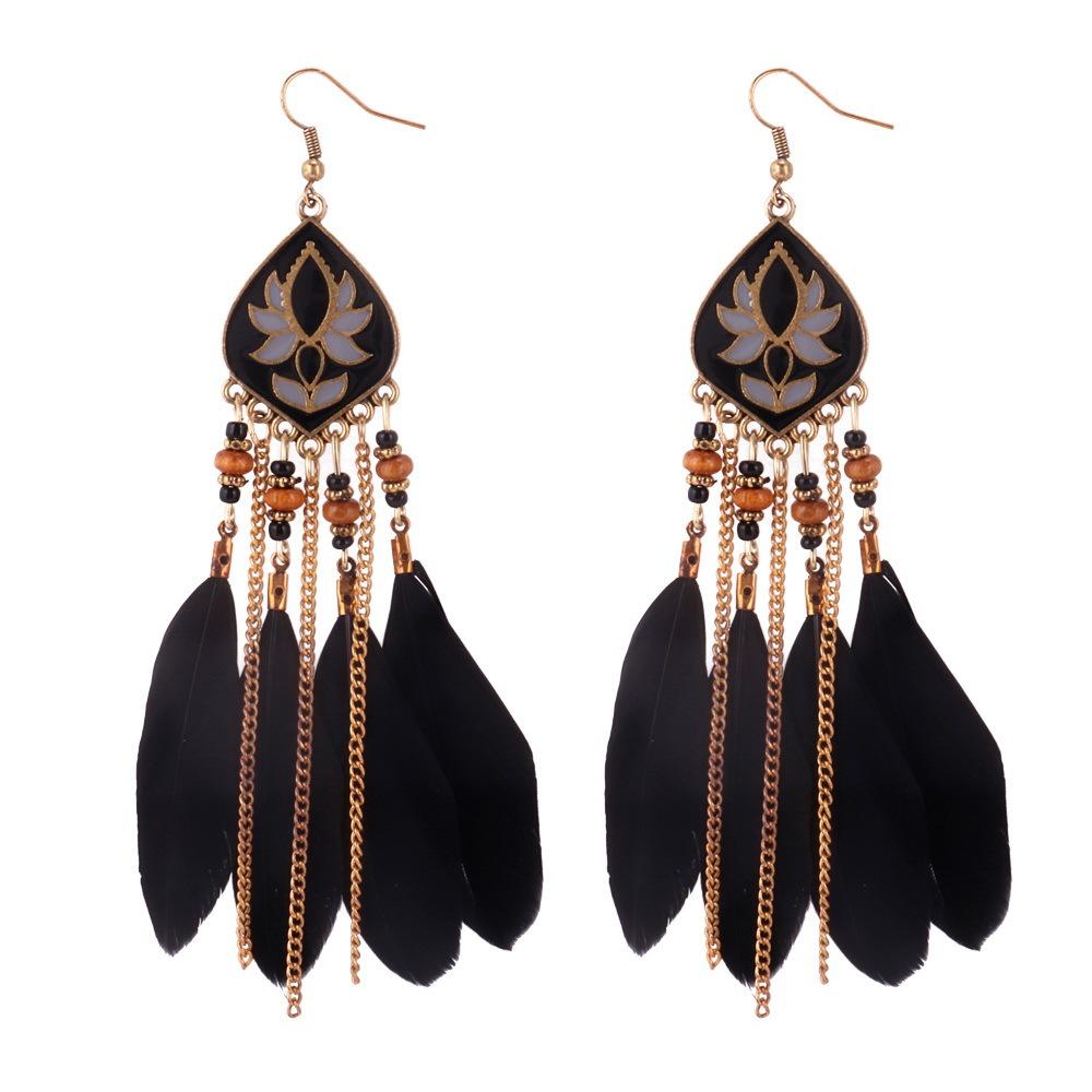 Feather Tassel Bohemian Retro Earrings