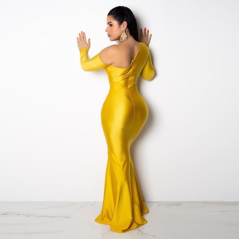 Sexy Long Sleeve Split Bodycon Evening Maxi Dress