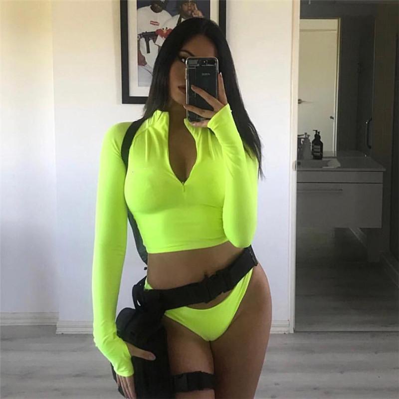 Fashion Fluorescent Color Slim Casual Yoga Sports Suit