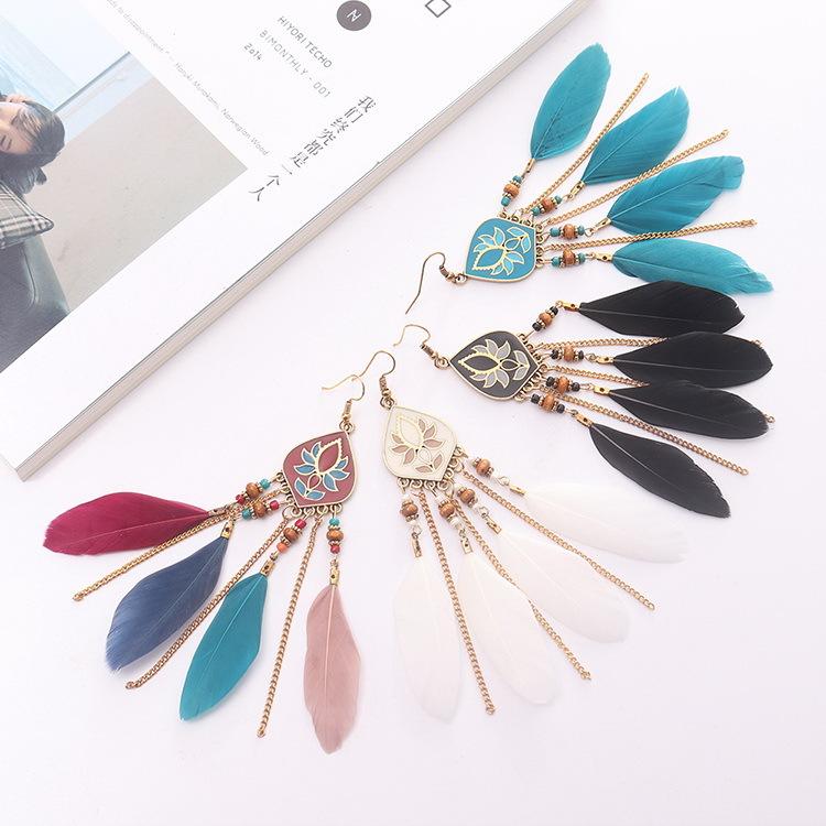 Feather Tassel Bohemian Retro Earrings