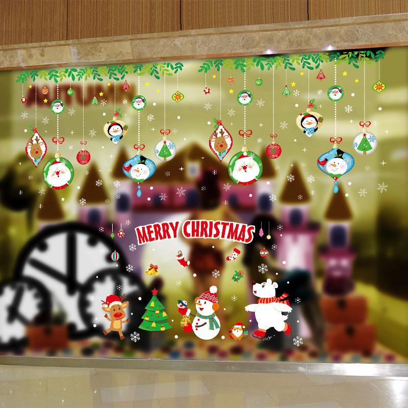 2019 new Santa Claus pendant shop window glass door decorative wall stickers