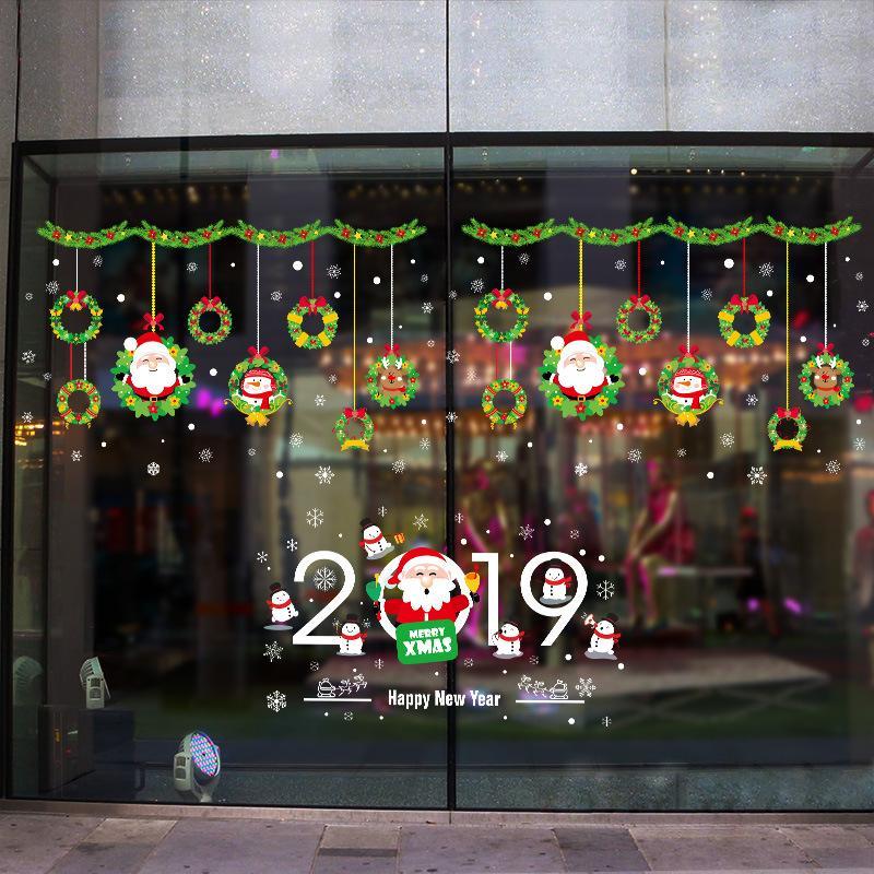 2019 new Santa Claus pendant shop window glass door decorative wall stickers