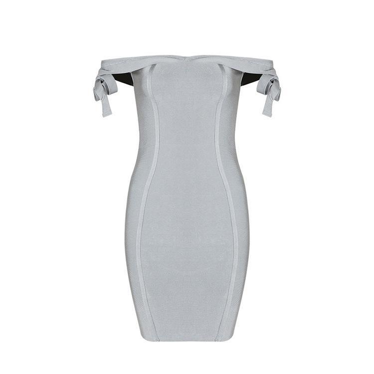 Sexy Off the Shoulder Strap Backless Solid Color Bodycon Dress