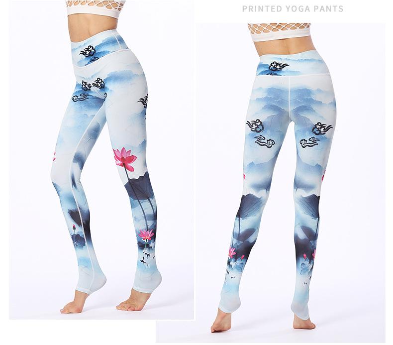 Stylish Yoga Clothes Printed Yoga Pants Women's Tight High Waist Hip Lifting and Foot Stepping Pants Sports Fitness Pants