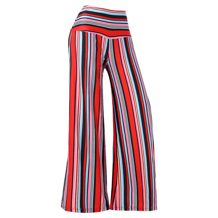 New Loose Striped Printed Trousers Flared Wide-leg Pants