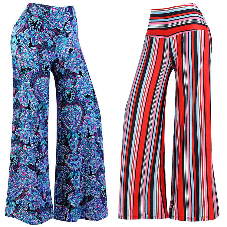 New Loose Striped Printed Trousers Flared Wide-leg Pants