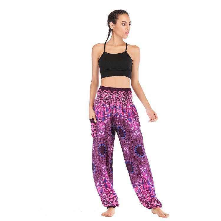 Fashion Thai Casual Yoga Pants Knickers Yoga Suit Women Cotton 52 Loose Floral Pants