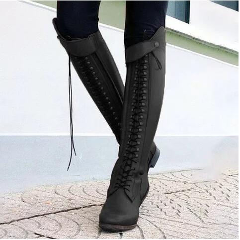 Low Heel Solid Color Winter High Riding Boots