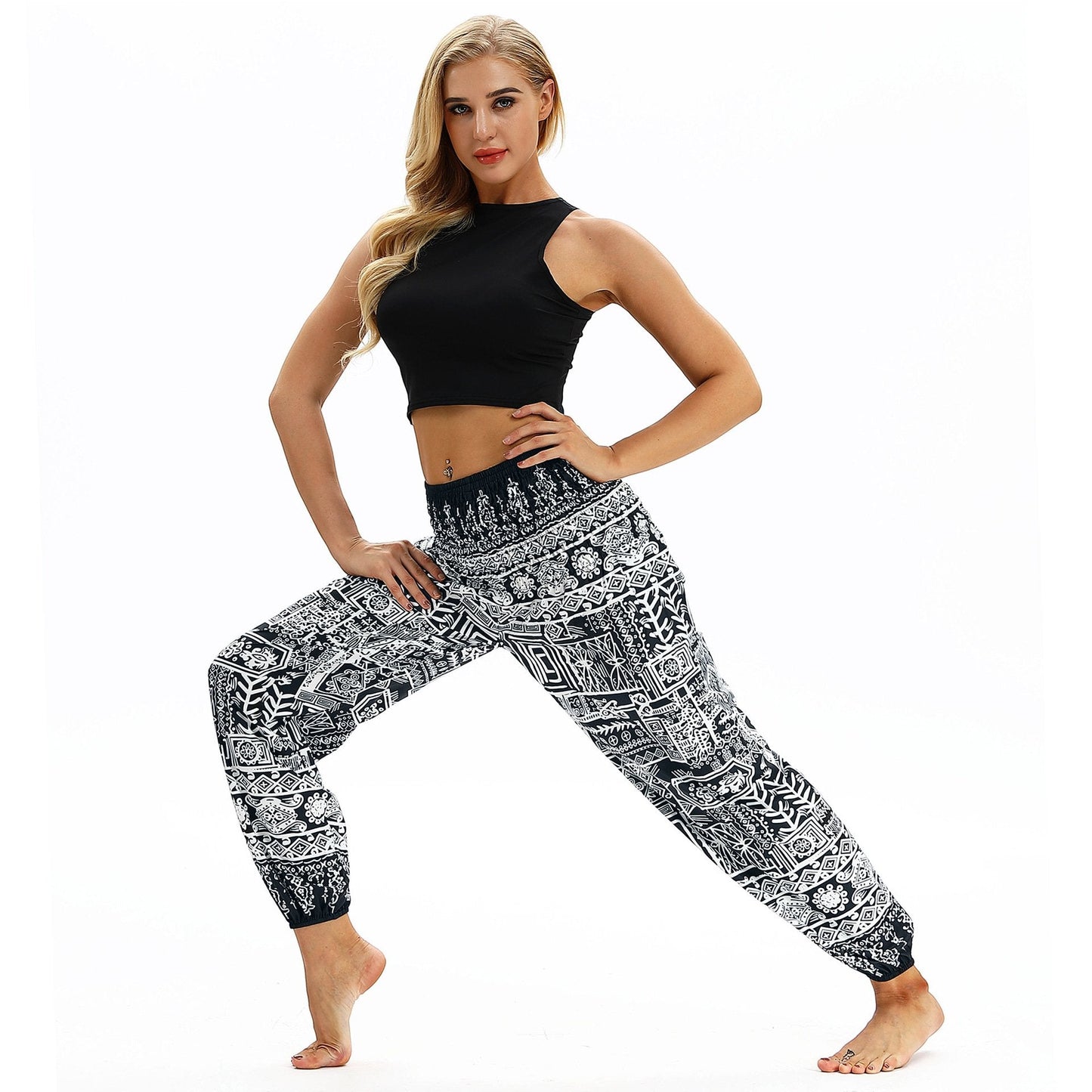 Totem print Women's Casual Light Lantern Dance Pants Popular In Autumn Yoga Loose Pants